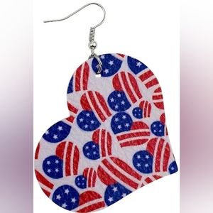 Patriotic Hearts red, white and blue earrings